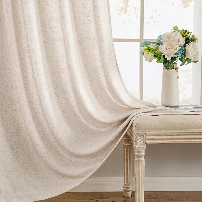 MIULEE Non-See-Through Privacy Linen Curtains 2 Panels, Light Filtering Window - Image 9