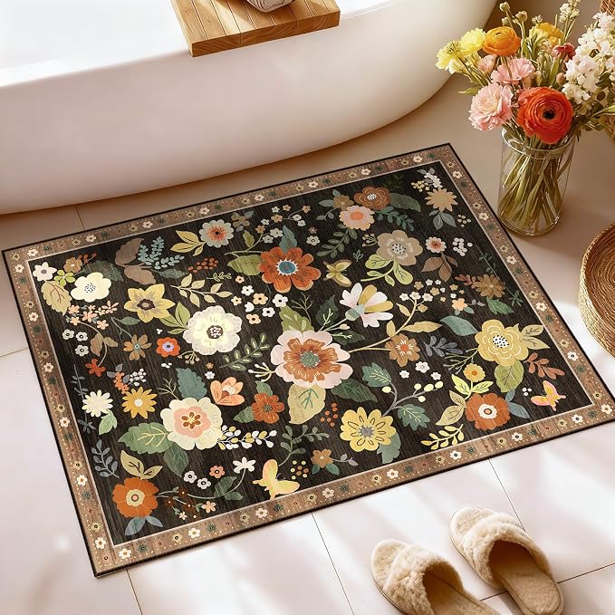 RELEANY Floral Nursery 2x3 Area Rugs Washable Print Boho Cute Carpet Non Slip - Image 8