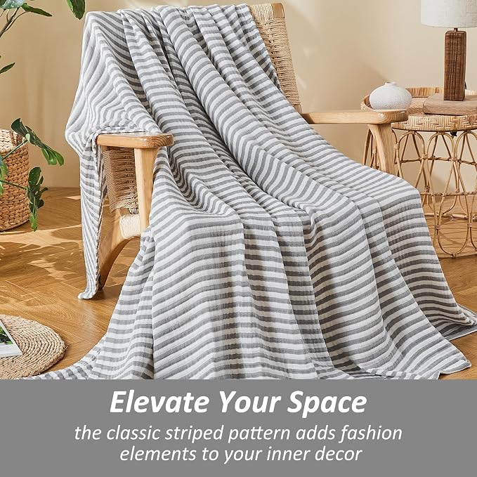 EMME Cotton Muslin Queen Blanket Bed Layering Bedspread Coverlet Breathable - Image 3