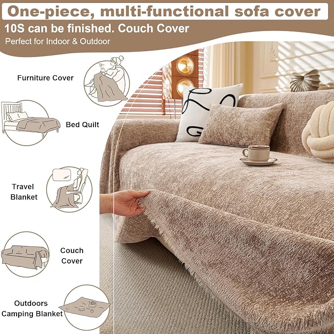 ROOMLIFE Boho Khaki Couch Cover - Image 6