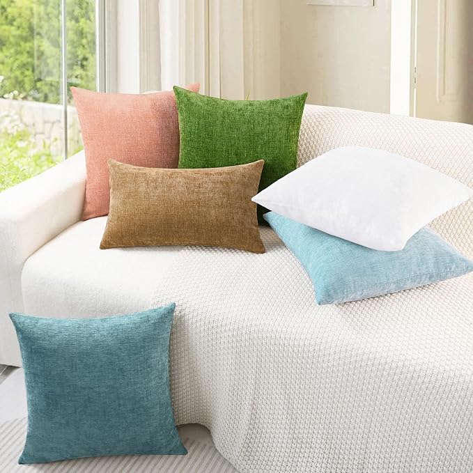 CaliTime Throw Pillow Covers Decorative 24 X 24 Inches Pack of 2 Cozy Chenille - Image 4
