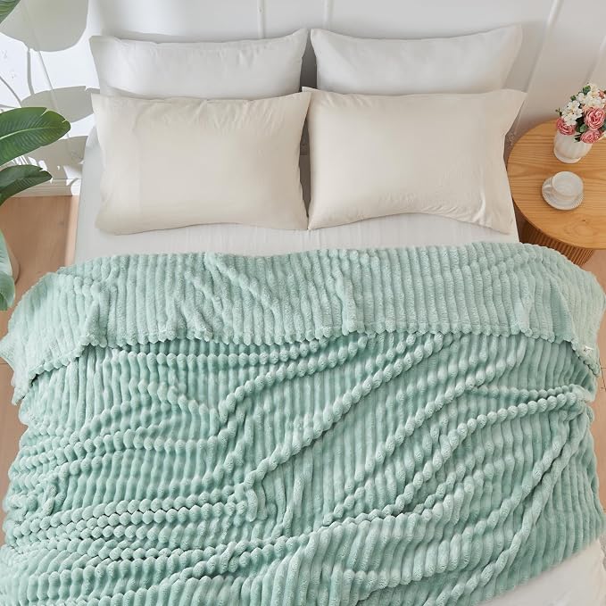 NEWCOSPLAY Super Soft Twin Blanket New Sage Green Premium Silky Flannel Fleece - Image 8