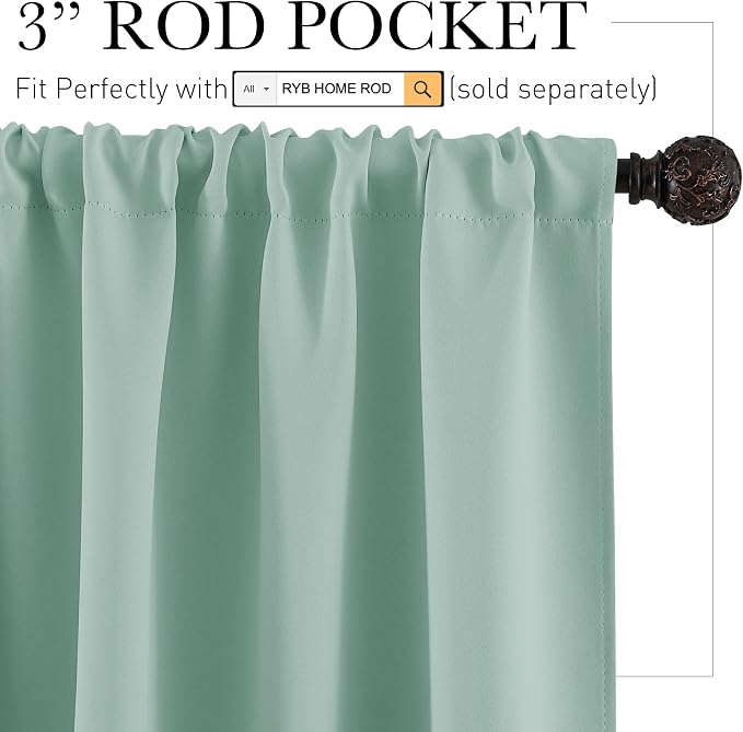 RYB HOME Cafe Blackout Curtains 24 inch Length, RV Curtains - Image 2