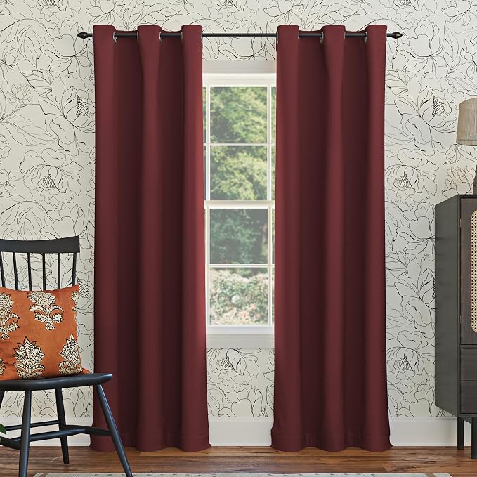 Sun Zero Easton Energy Saving Blackout Grommet Curtain Panel, Wine Red by SunZero%E2%84%A2