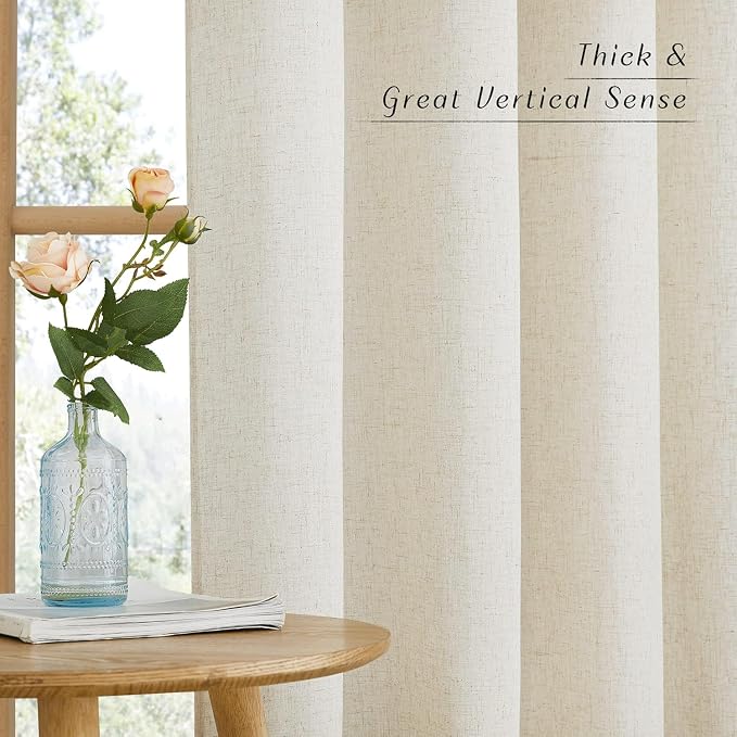 NICETOWN Flax Natural Linen 78 inch Curtains - Image 2