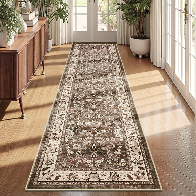 LOKHOM Washable Runner Rug, 2x8 Non Slip Vintage Hallway Runner Rug by LOKHOM