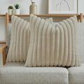 FUTEI Beige Decorative Throw Pillow Covers Set of 2, 22x22 Inch Soft Fluffy by FUTEI