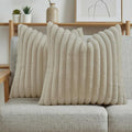 FUTEI Beige Decorative Throw Pillow Covers Set of 2, 20x20 Inch Soft Fluffy by FUTEI
