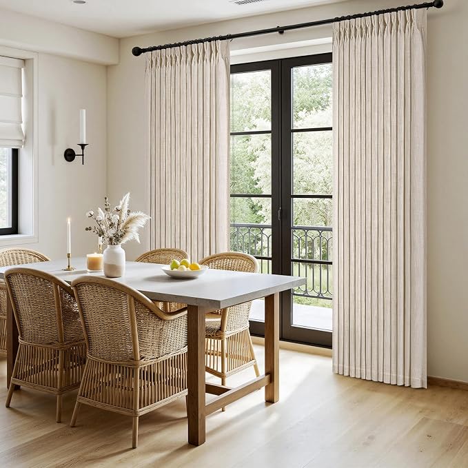 MIULEE Pinch Pleated Thick Linen Curtains 84 Inches Long 2 Panels - Image 3