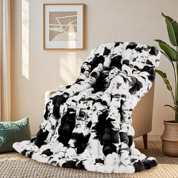 Touchat Cow Print Blanket for Couch, Faux Fur Throw Blanket, Super Heavy Warm - Image 7