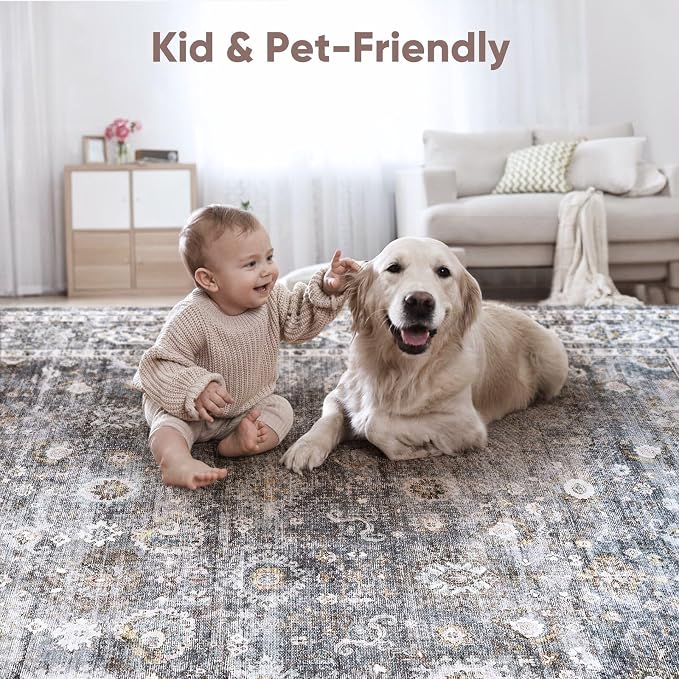 Rugcomf 2x5 Rug Runner -Vintage Machine Washable Kitchen Rug, Non-Slip Low Pile - Image 7