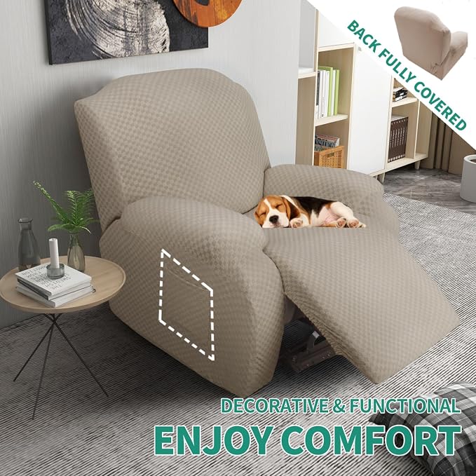 YEMYHOM 4 Pieces Oversized Stretch Recliner Slipcover Latest Jacquard Large - Image 2