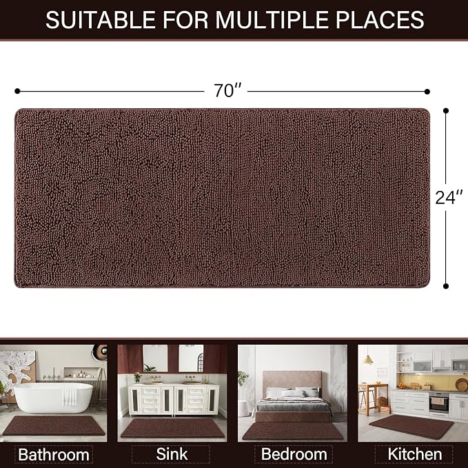 LOCHAS Luxury Bathroom Rug Shaggy Bath Mat 24 x 70 Inch, Washable Non Slip Bath - Image 2