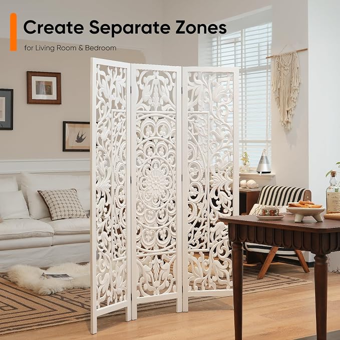 JOSTYLE Wooden Room Divider Screen, 3-Panel Screen Divider - Image 6