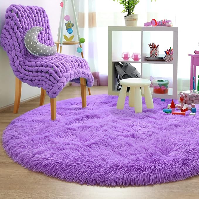 Merelax Soft Area Rug for Livingroom Bedroom, Machine Washable 4'Round Kids - Image 6