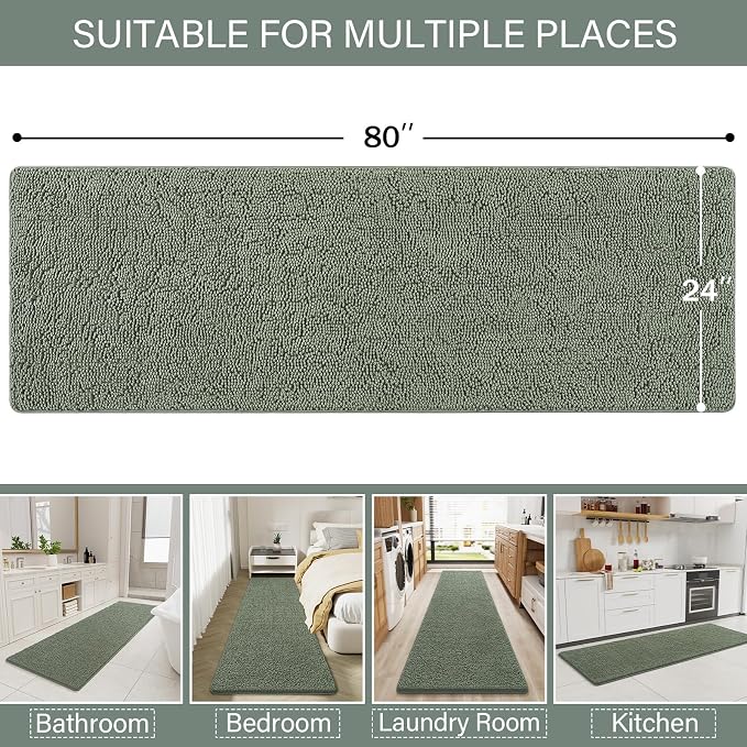 LOCHAS Luxury Bathroom Rug Shaggy Bath Mat 24 x 80 Inch, Washable Non Slip Bath - Image 2