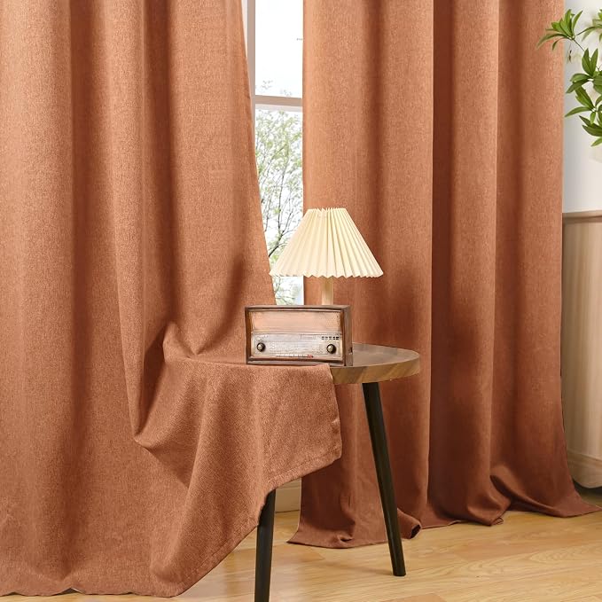 BGment Burnt Orange Linen Curtains - Image 7