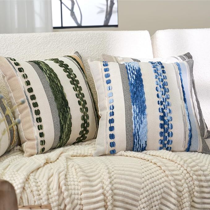 Aeckself Boho Throw Pillow Covers 18x18 Inch Set of 2, Farmhouse Decorative - Image 3