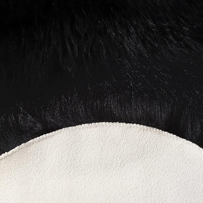 Fluffy Faux Fur Rug Black Sheepskin Area Rug, 4x6 Ft Ultra Soft Shaggy Plush Rug - Image 9