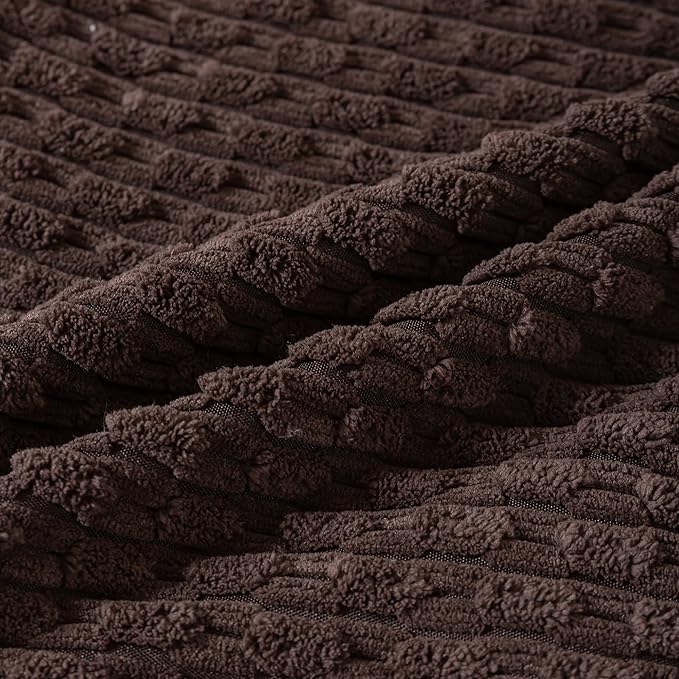 Set of 4 Beige Brown Coffee Decorative Throw Pillow Covers 22x22 Inch Corduroy - Image 3
