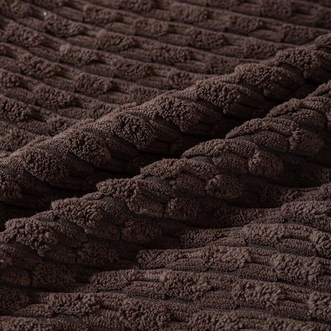 Set of 4 Beige Brown Coffee Decorative Throw Pillow Covers 26x26 Inch Corduroy - Image 3