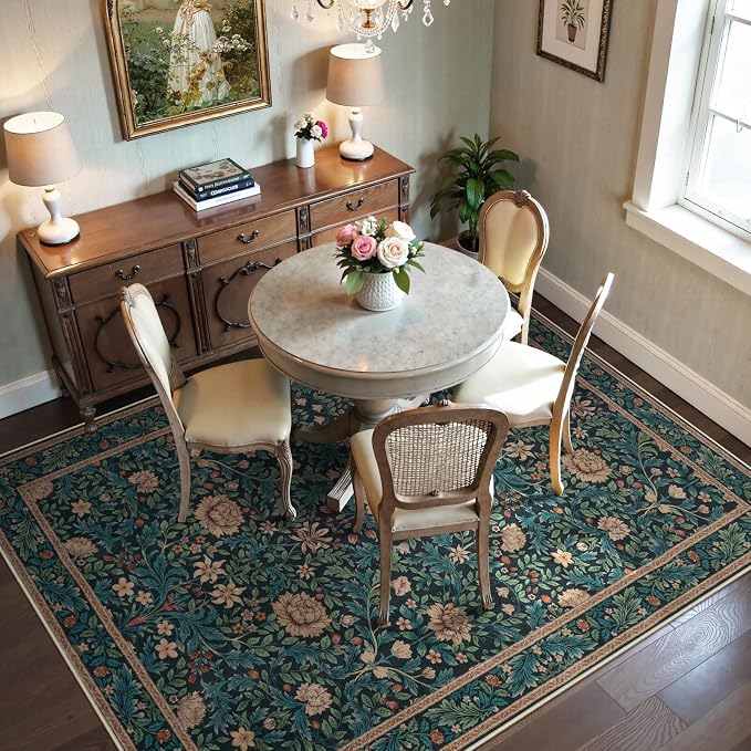 LIVEBOX Washable 5x7 Area Rugs, Retro Floral Rugs - Image 8