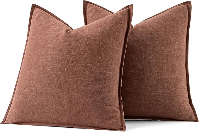 MIULEE Decorative Linen Pillow Covers 20x20 Inch Rust Red Boho Farmhouse - Image 7