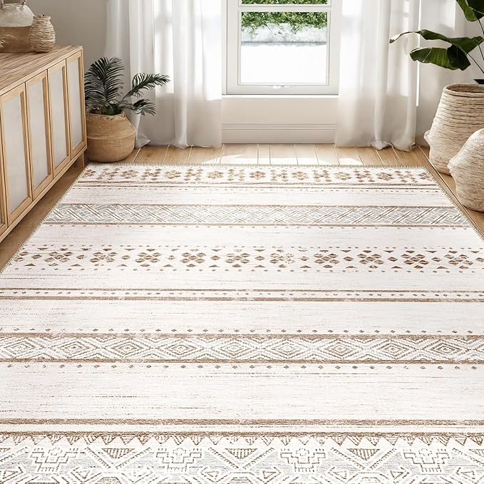 BESTSWEETIE 5x7 Area Rugs for Living Room Washable Moroccan Farmhouse Neutral - Image 9