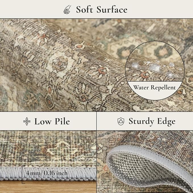 GENIMO 8x10 Area Rugs for Living Room, Machine Washable Non Slip Vintage Rugs - Image 8