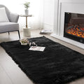 SERISSA Soft Fluffy Area Rug, Coal Black Faux Sheepskin Fur Rug, Shaggy Rug by SERISSAHomeDecorCollection