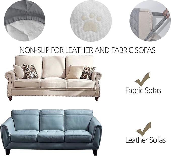 Ameritex Couch Sofa Slipcover 100% Waterproof Nonslip Quilted Furniture - Image 3