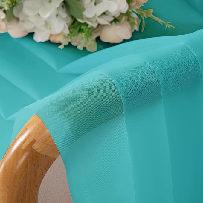 Chyhomenyc Turquoise Sheer Curtains 72 Inch Length 2 Panels, Light Filtering - Image 3