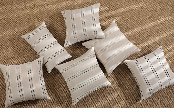 Hckot Spring Throw Pillow Covers 20x20 Set of 2 Green Striped Pillow Covers - Image 5