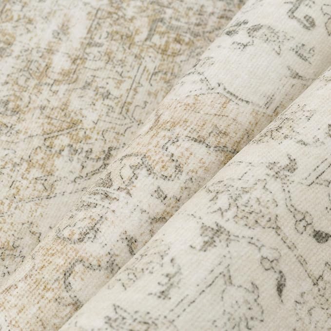 PureCozy 9x12 Washable Area Rug Beige Vintage Distressed Large Rug - Image 9