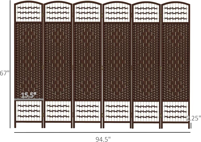 HOMCOM 6 Panel Room Divider, Folding Privacy Screen, 5.6' Room Separator - Image 7