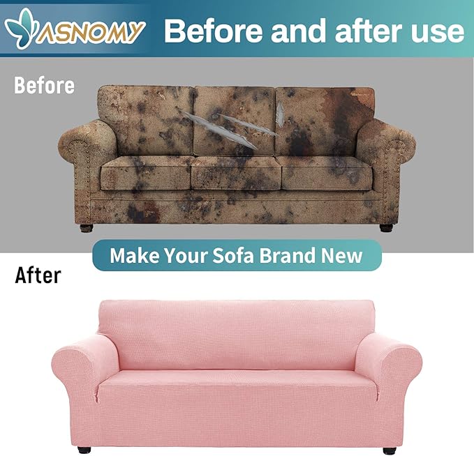 Asnomy Couch Covers for 3 Cushion Couch Stretch Sofa Covers Slipcovers - Image 6