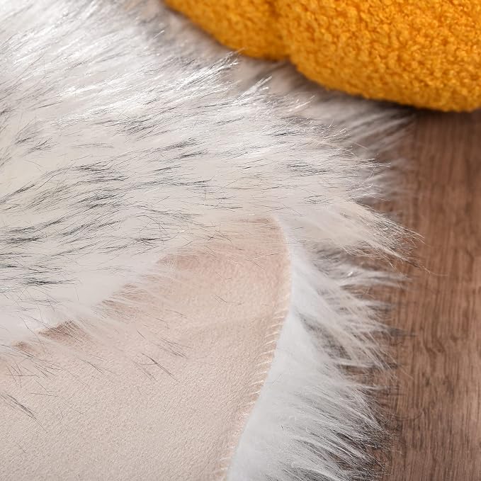 Goolela Round Sheepskin Rugs 4ft Circle Fluffy Faux Fur Rug Shaggy Rug - Image 6