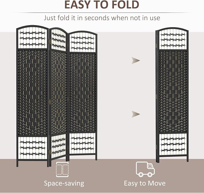 HOMCOM 3 Panel Room Divider, Folding Privacy Screen, 5.6' Room Separator - Image 3