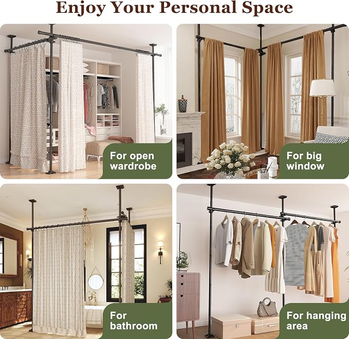 Goovilla Room Divider for Room Separation, Tension Curtain Rods No Drilling - Image 7