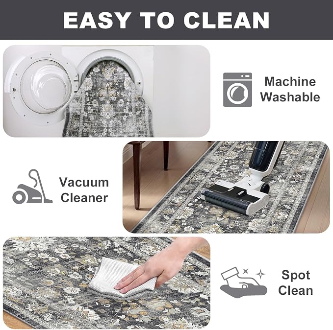 LOKHOM Washable Runner Rug, 2x10 Non-Slip Vintage Farmhouse Hallway Runner Rug - Image 6