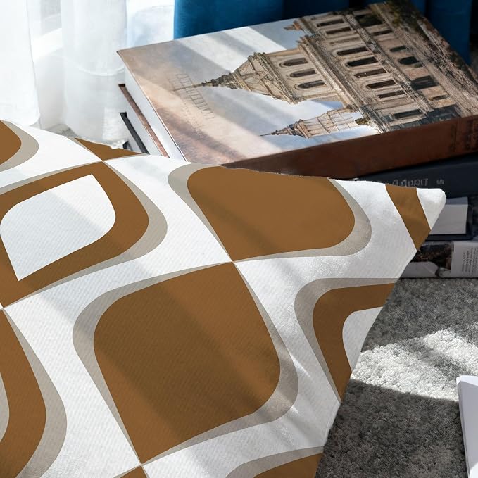 Hexagram Brown Geometric Pillow Covers 20x20 Set of 4, Decorative Outdoor - Image 4
