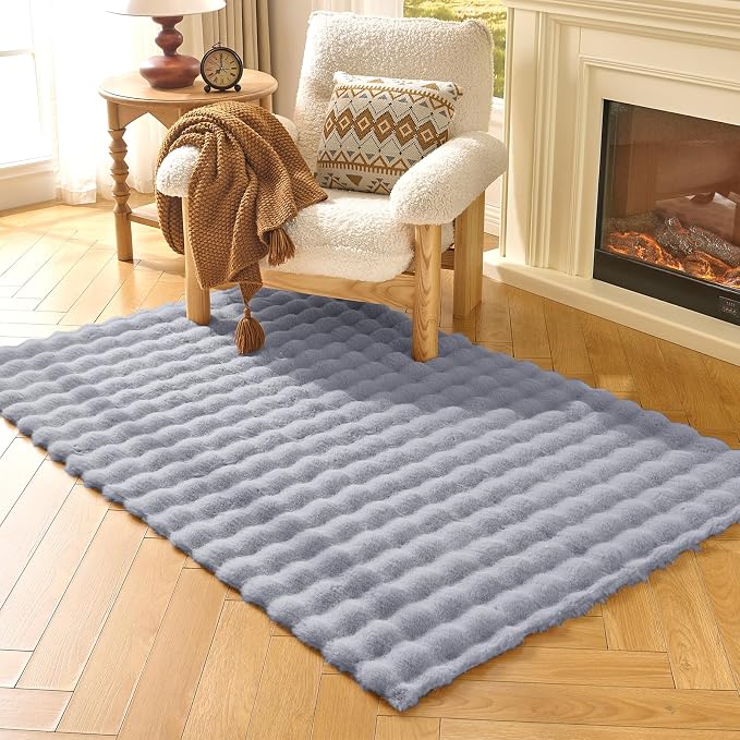 Lotus Karen Fluffy Light Grey Rug - Image 2