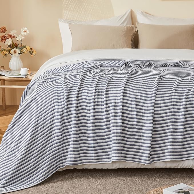 EMME Cotton Muslin King Blanket Bed Layering Bedspread Coverlet Breathable - Image 8