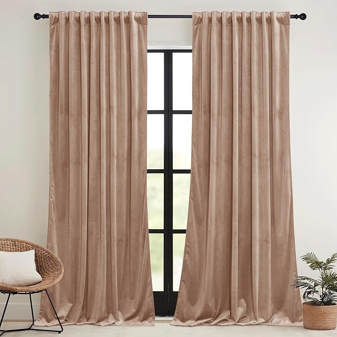 RYB HOME Blush Velvet Curtains - Image 2