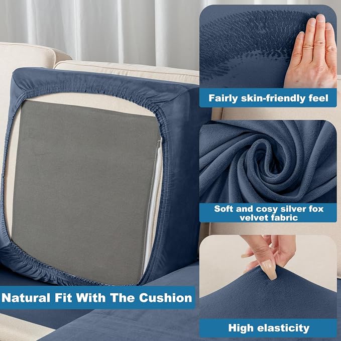 Couch Cover Stretch Velvet Sofa Cushion Cover 2-Piece - Image 6