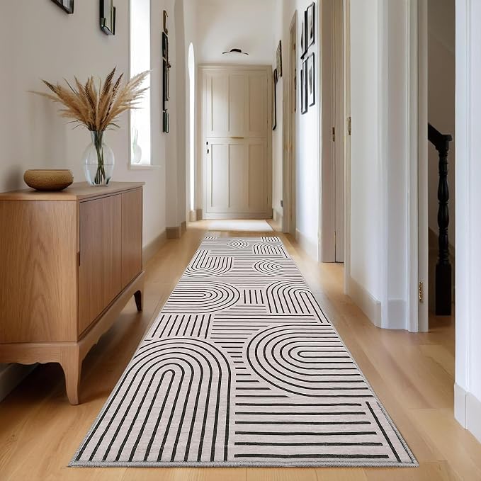 Modern Rug 2.5x10 Runners for Hallways, Abstract Kitchen Runner Rugs Non Slip - Image 3