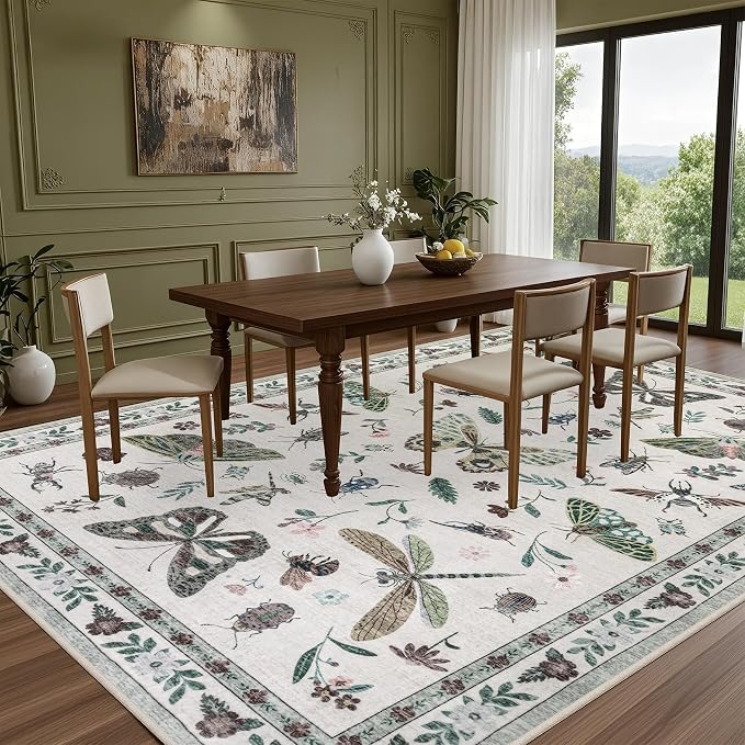 6x9 Area Rugs Living Room Rug: Vintage Washable Rug Floral Soft Carpet Indoor - Image 3