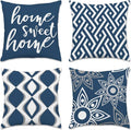 Hexagram Navyblue Geometric Pillow Covers 18x18 Set of 4, Decorative Outdoor by Hexagram