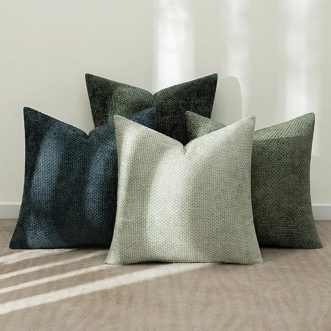 MIULEE Pack of 4 Couch Throw Pillow Covers 16x16 Inch Green Forest Soft - Image 3