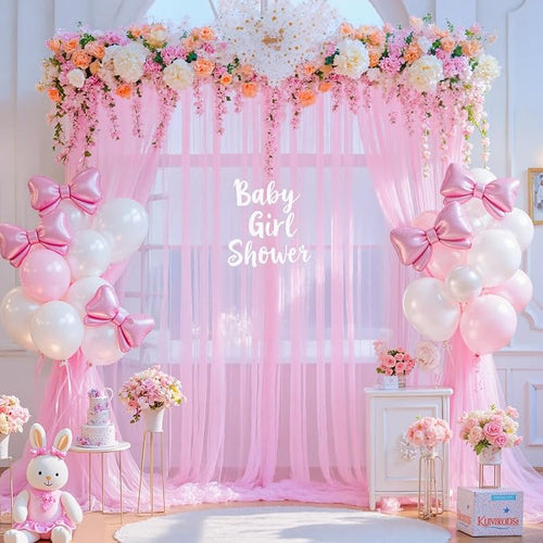 10ft x 12ft Pink Tulle Backdrop Curtain by Suppromo